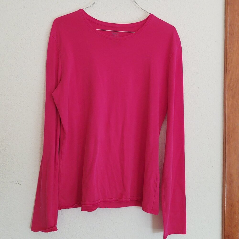 MOSSIMO SIZE LARGE LONG SLEEVE STRETCH SHIRT CREW NECK REDDISH PINK